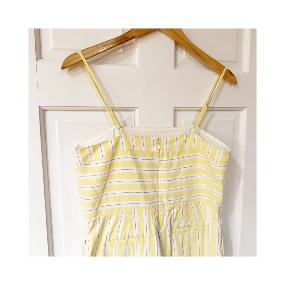 Banana Republic Jumpsuit 4 Linen Wide Leg Nautical Coastal Striped Adjustable
